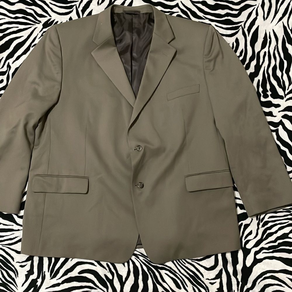 Henry Grethel men’s the perfect fit professional blazer suit jacket grey green